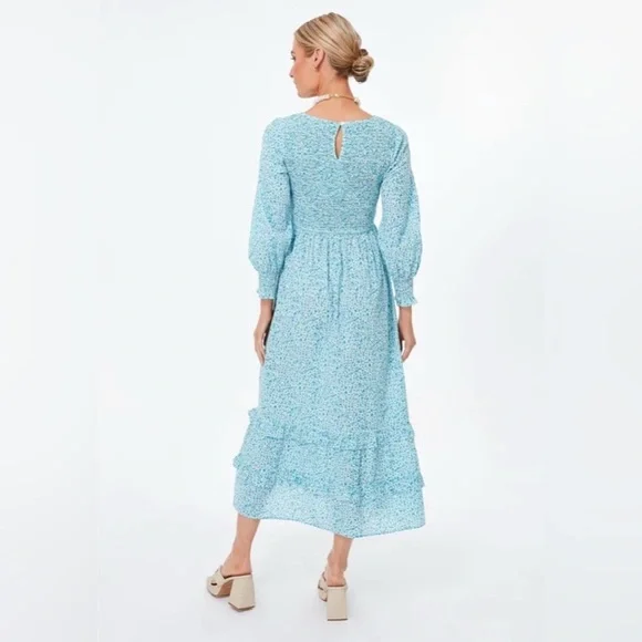 Tuckernuck Pink City Prints Ocean Ditsy Isabel V Neck Dress Large